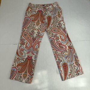 J.Crew Low Fit Paisley Pants Y2K Boho Cropped Cotton Size 8 Women’s Vintage